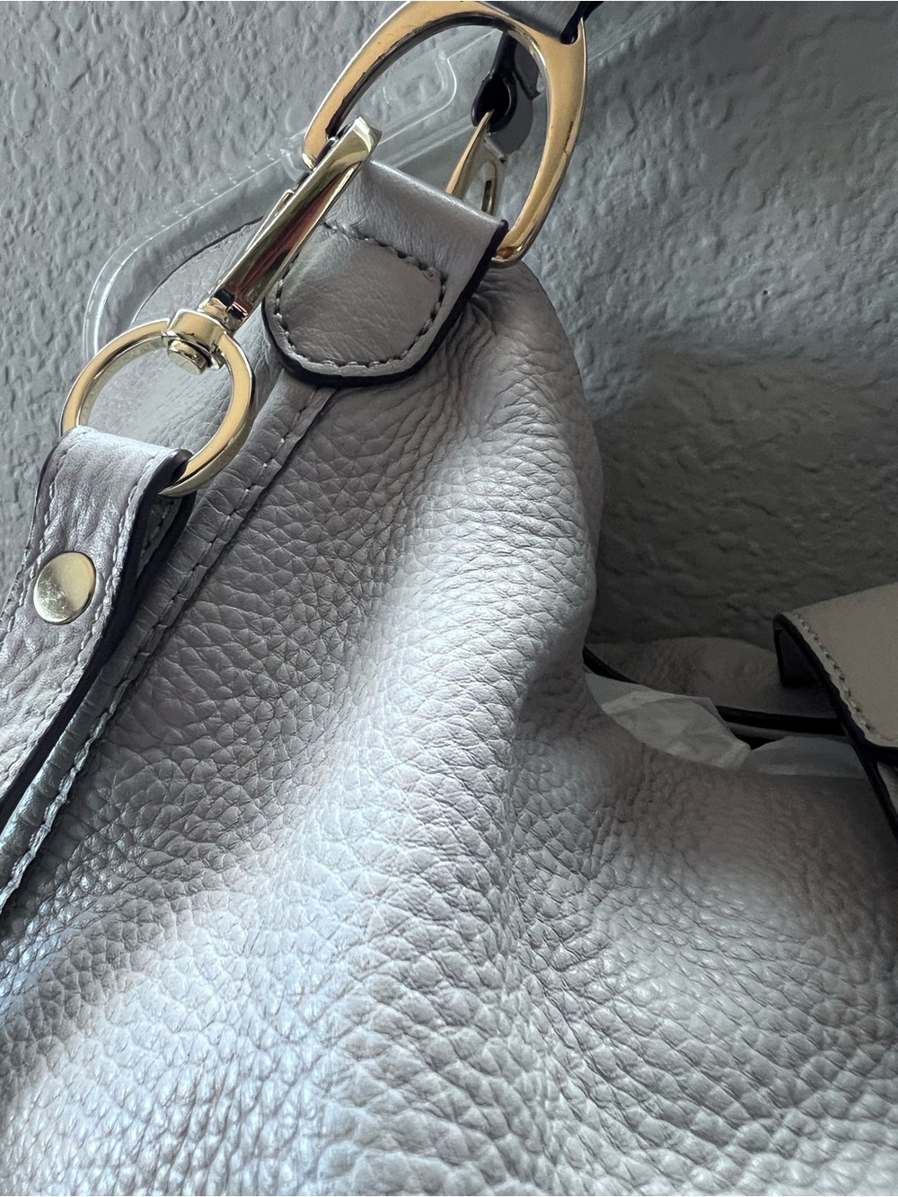 G.I.L.I. Stirrup Hobo Grey Leather Fringe Tassel Large Slouchy Shoulder Bag MINT - Picture 9 of 16